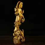 Feng Shui Copper Dragon Guanyin Ornaments Stand Bodhisattva Statue Home Living Room Desktop Buddha Decor - Image 2