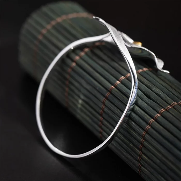 Retro S925 Sterling Silver Simplicity Calla Lily Bracelet for Women Fine Fashion Party Weddings Jewelry Personality Design - Image 5