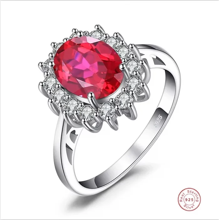 Princess Diana 925 Sterling Silver Engagement Ring Ruby Natural Amethyst Blue Sapphire Topaz Bridal Wedding Rings for Women - Image 7