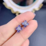 New Fine Jewelry 3mm Natural Tanzanite Earring Silver 925 Earings for Women Daily Wear - Image 4