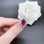 Pure White Gold AU750 Ring 2CT Natural Ruby Sapphire Diamond Engagement Ring For Women Beautiful Certified 18K Ring - Image 3