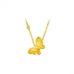 9999 24K real gold ancient style necklace fashionable ruby inlaid with small butterfly pendant as a festival gift for your girl - Image 4