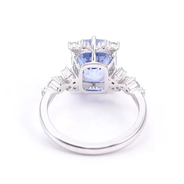 Provence 10K/14K gold cushion cut cornflower blue lab sapphire rings flower gemstone diamond ring Anniversary Birthday gift - Image 7