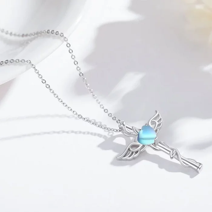 CAOSHI Newly Designed Daily Wearable Pendant Necklace with Blue Heart Shaped Imitation Moonstone Aesthetic Accessories for Women - Image 5