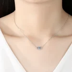 TONGZHE 925 Sterling Silver Necklace Pendant Lucky Evil Eye Blue CZ Long Link Chain Turkey Jewelry Sapphire Aquamarine Necklace - Image 7