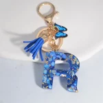 Fashion Blue Glazed Stone A To Z Letter Keychain 26 Initials Alphabet Butterfly Tassel Pendant Car Key Chain Women Jewelry GIfts - Image 7