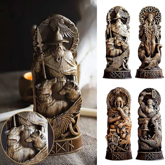 Viking God Goddes Sculpture Scandinavian Pantheon Resin Ornaments Freyja Statue Freya Norse Gods Carving Altar Heathen Asatru - Image 2