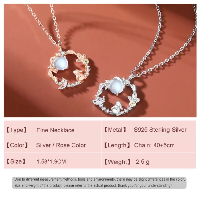 NEW European New S925 Sterling Silver Necklace AAA CZ Rabbit For Women Birthday Party Gift Jewelry - Image 3