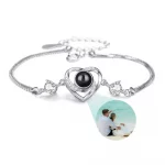 Custom Photo Projection Bracelet Heart Zircona Pendant Stainless Steel Couple DIY Picture Inside Bracelet For Women Jewelry - Image 2