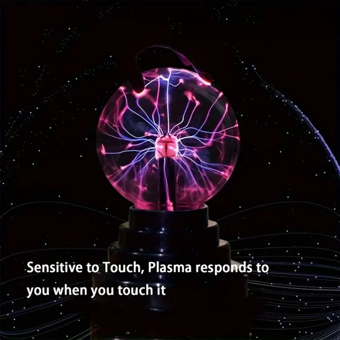 RGB Electrostaticion Plasma Ball Lamp - Touch Control Lightning Globe, USB Powered Color-Changing Mood Light with Glass Cover - Image 4