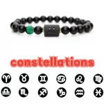 12 Zodiac Sign Obsidian Bracelet For Women Men Fashion Natural Black Agate Stone Elastic Bead Bracelet Bangles Birthday Jewelry - Image 2