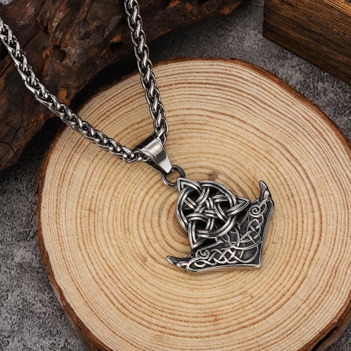 European & American Zinc Alloy Necklace Viking Triangle Celtic Knot Men's Pendant Necklace Retro Style Jewelry Accessories - Image 4