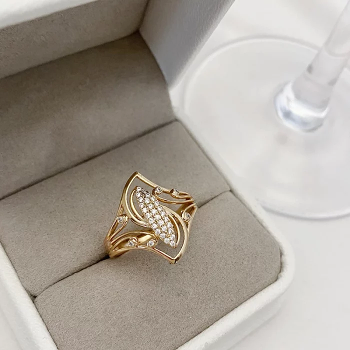 Kinel New Fine Curve Women Rings 585 Rose Gold With Micro Wax Inlay Natural Zircon Ethnic Bride Ring Unique Fashion Jewelry - Image 6