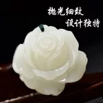 Natural Green Hand-carved Rose Flower Jade Pendant Fashion Boutique Jewelry Men and Women Necklace Gift Accessories - Image 4