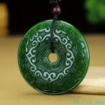 Genuine Natural Jade Pendant Green Circle Hand-polished Double-sided Carving Men and Women Lovers Models Charm Jewelry Necklace - Image 5