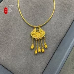 New women's necklace 9999 24K real gold versatile and sexy with diamond studded lily of the valley collarbone chain party jewelr - Image 4