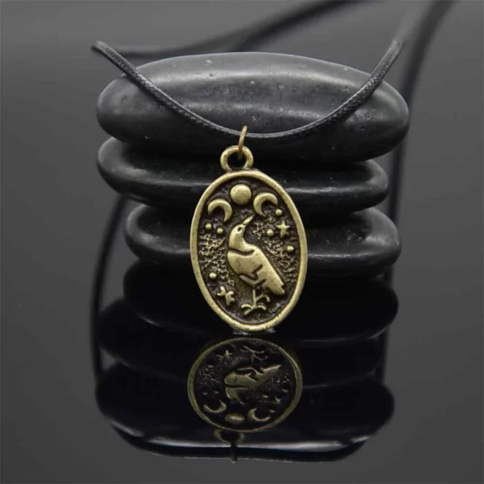 Odin Raven Triple Moon Goddess Viking Pendant Necklace Wicca Pagan Talisman Amulet Witchcraft Jewelry Valentines Day Gift - Image 3