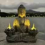 1pc Lotus Buddha Statues with LED Lights, Solar-Power Buddha Sculpture Decor for Home Garden, Yard, Patio, Yoga. - Image 5