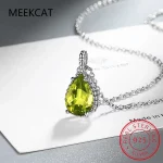 1.4ct Natural Peridot 925 Sterling Silver Pendant Necklace for Women Green Gemstone Anniversary Gift 45cm Link Chain - Image 2