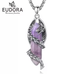 Eudora Dragon Twining Hexagonal Natural Amethyst Prismatic Necklace Energy Healing Stone Crystal Pendant Man Women Jewelry Gift - Image 2