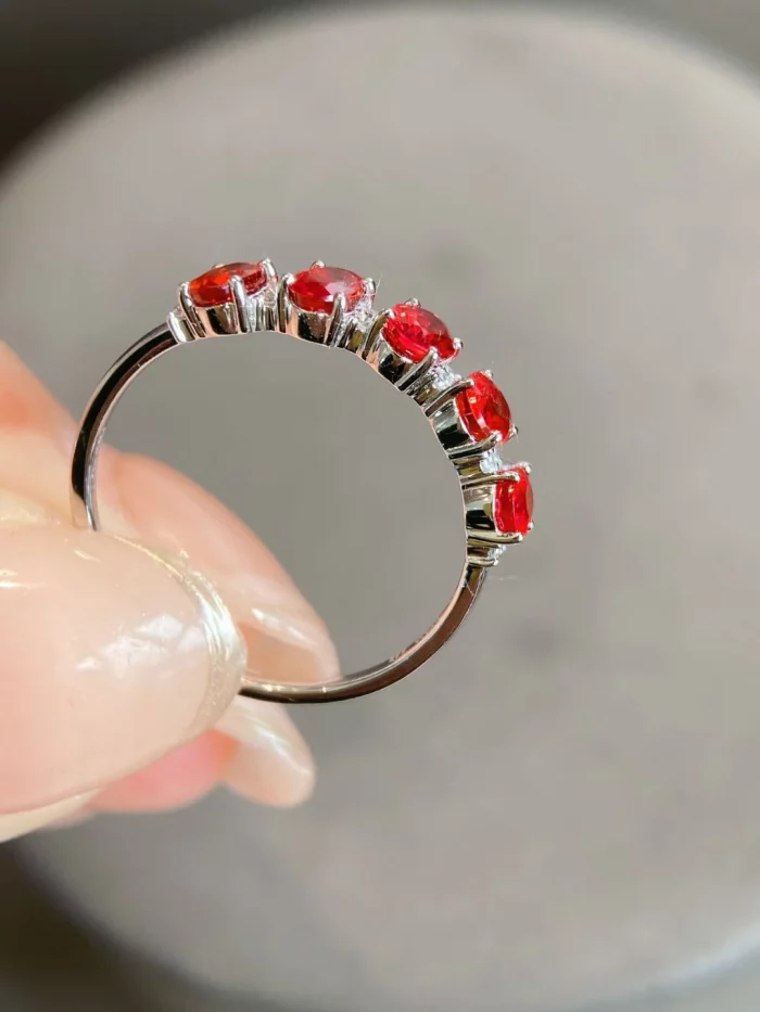 18K real gold natural Ruby Oval 5 Diamond Ring 1.5 carat wedding ring PT950 platinum custom Valentine's Day gift - Image 4