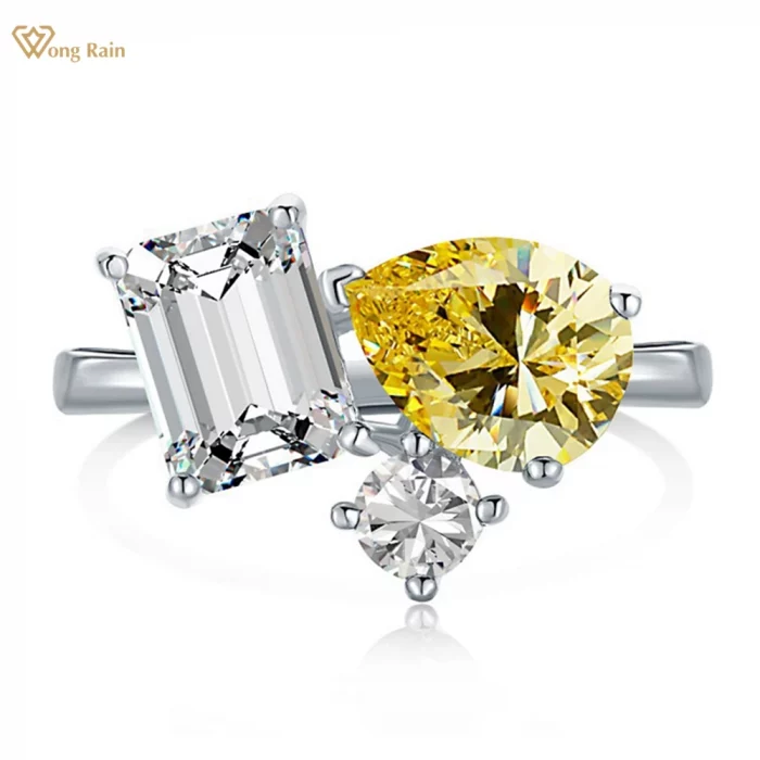 Wong Rain 100% 925 Sterling Silver Lab Sapphire Aquamarine Citrine Gemstone Ring For Women Engagement Fine Jewelry Wholesale - Image 2