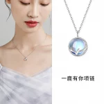 CIAXY Silver Color Moonstone Pendant Necklaces for Women Temperament Deer Antlers Clavicle Chain Luxury Jewelry collares - Image 6