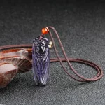 Natural Amethyst Hand Carved Cicada Jade Pendant Fashion Boutique Jewelry Men's and Women's Cicada Necklace Gift Accessories - Image 3