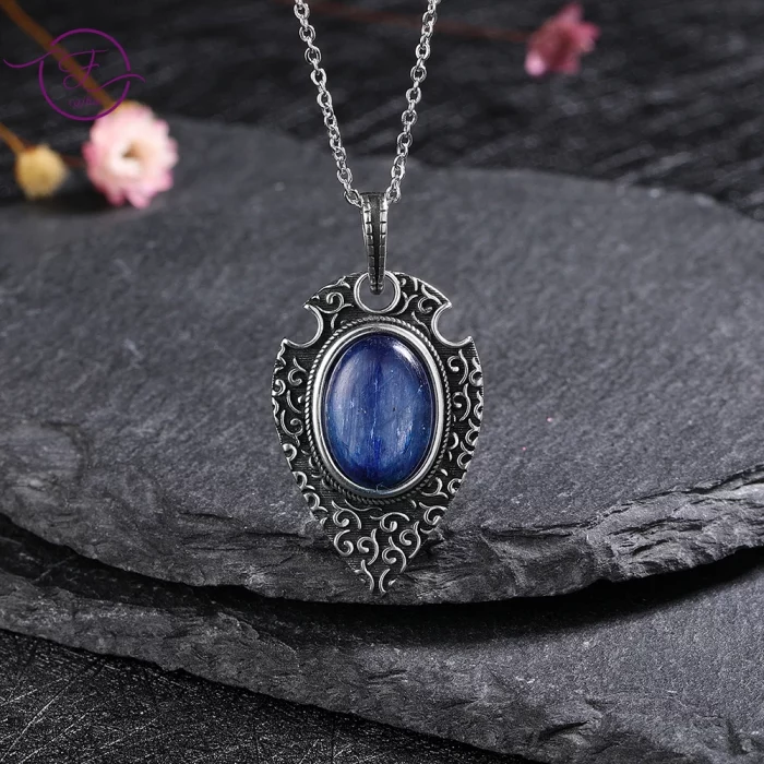 Retro Elegant Kyanite Necklace for Women Moonstone Labradorite Natural Gemstone Pendant Birthday Engagement Party Jewelry Gifts - Image 2