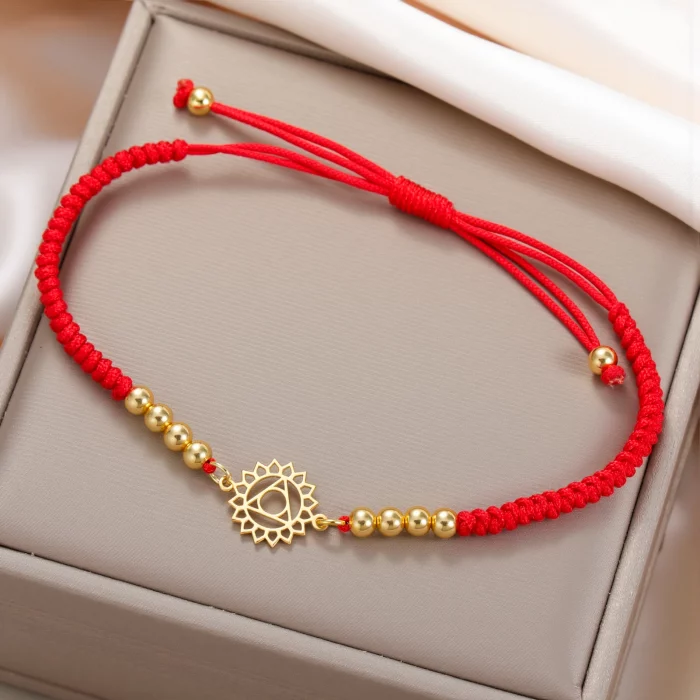 Stainless Steel 7 Chakra Charm Bracelet Adjustable Red Black Rope Women's Hand Bracelets Yoga Meditation Amulet Jewelry Gifts - Image 4