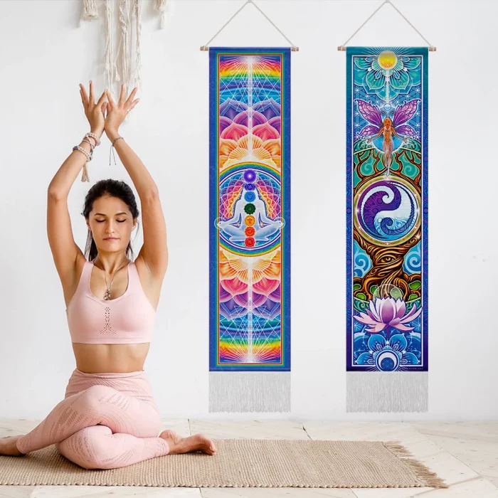 Seven Chakra Tapestry ,Hippie Mandala Chakras Wall Hanging , Yoga Meditation Tapestries for Spiritual Room Decor , 12.8"x 51.2" - Image 7