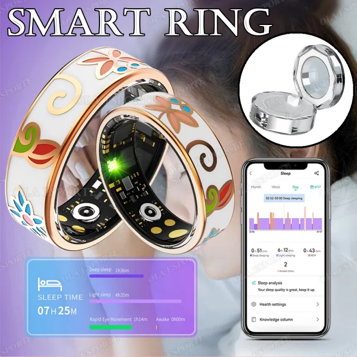 New Color Enamel Craftsmanship Smart Ring Women Sleep Monitoring Blood Oxygen Monitoring Blood Pressure Multi-sport Modes Ring - Image 2