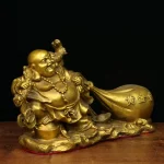 Lucky Copper Big Belly Laughing Buddha Maitreya Buddha Statue Ornament Opening Gift - Image 5