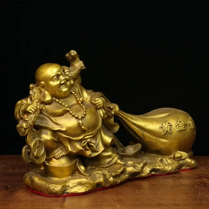 Lucky Copper Big Belly Laughing Buddha Maitreya Buddha Statue Ornament Opening Gift - Image 5