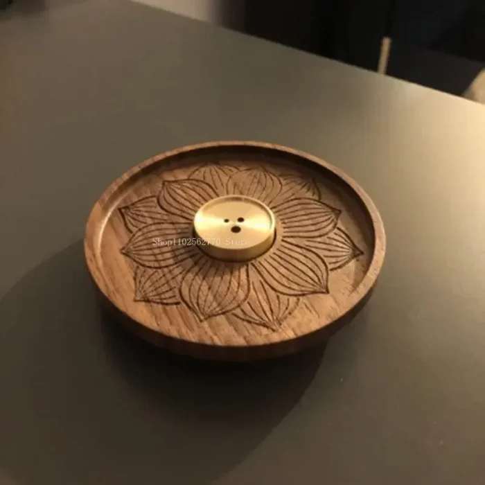 Multi-aperture Solid Wood Incense Inserted Pure Copper Incense Set DIY Household Indoor Line Incense Burner Zen Incense Holder - Image 3