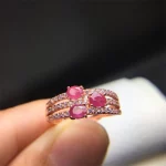 Wedding Ring for Women Real Pure 925 Sterling Silver Natural Ruby Genuine Gemstone Rose Gold Birthstone Engagement - Image 4