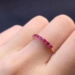 Fine Jewelry Natural Ruby Band Ring for Daily Wear 3mm*3mm Natural Ruby Ring Solid 925 Silver Simple Ring Gift - Image 4