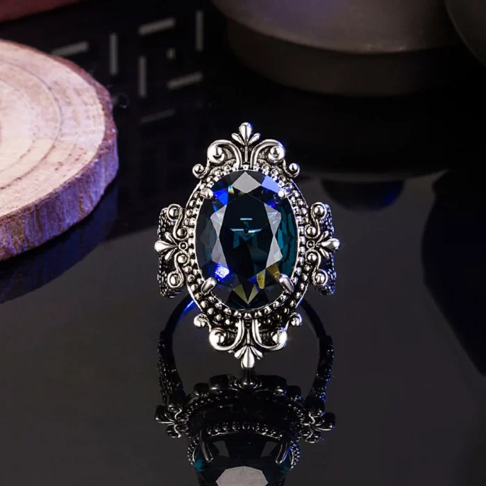 WOSIKATE Vintage 925 Sterling Silver Ring For Women Wedding Jewelry With Oval Sapphire Gemstones Female Fine Jewelry Party Gifts - Image 3