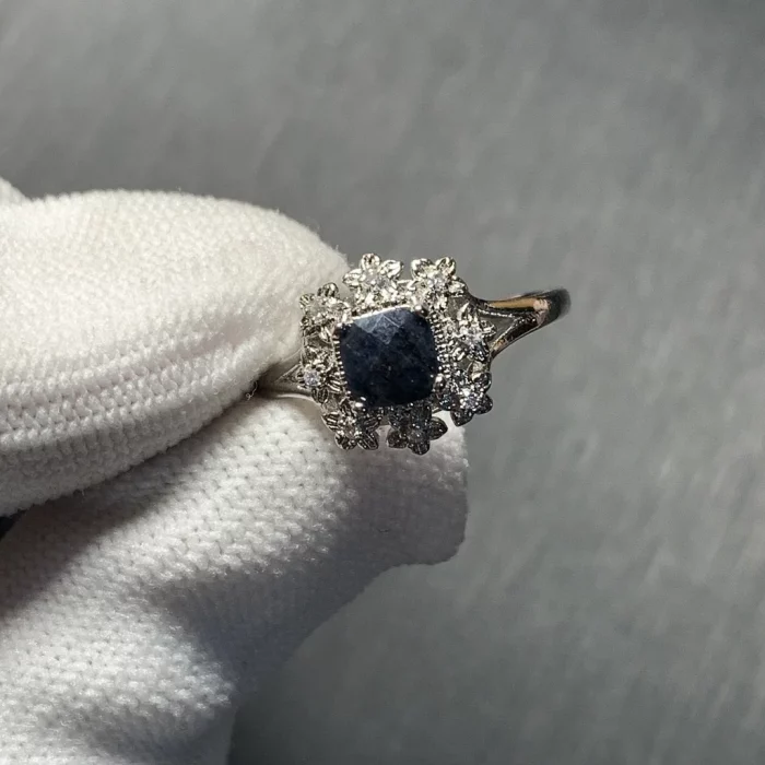 3MM Natural Sapphire Ring Adjustable Female Ring Jewelry for Women Gift Wholesale High Quality Vintage Fine - Image 2