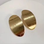 Exaggerated Metal Earrings Texture Retro Fashion Temperament Oval Brushed Textured Earrings Stud Earrings Wholesale 245 - Image 6