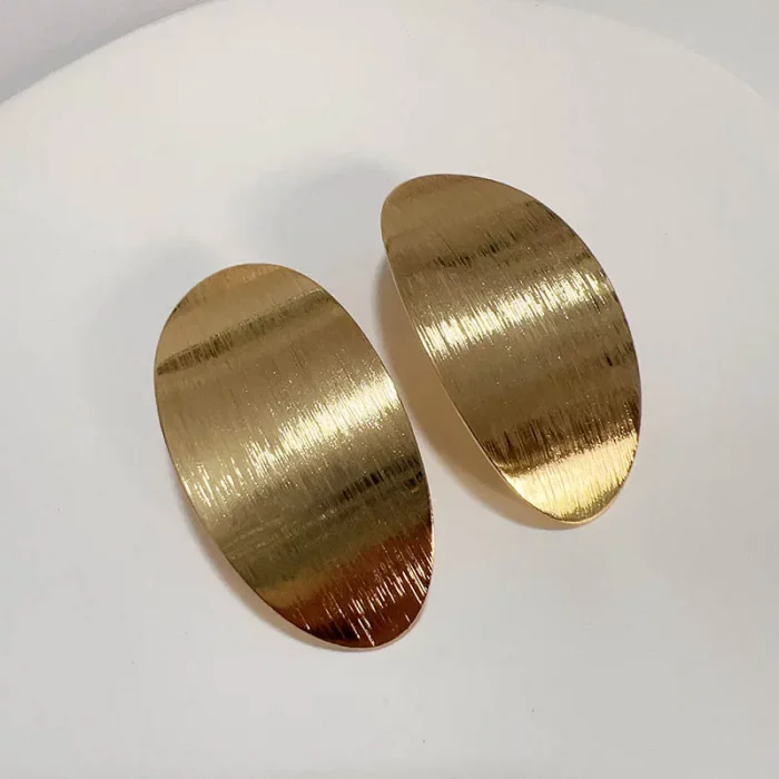 Exaggerated Metal Earrings Texture Retro Fashion Temperament Oval Brushed Textured Earrings Stud Earrings Wholesale 245 - Image 6