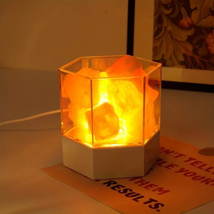 E5 LED Natural Himalayan Crystal Salt Lamp Rock Salt Night Lamp Table Lava Lamp USB Plug Meditation Home Room Bedroom Decoration - Image 3