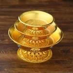 Zinc Alloy Tribute Buddhist Fruit Plate Gold Auspicious Luster Tibetan Plate Engraving Buddha Fruit Saucer Home Gift Decorative - Image 3