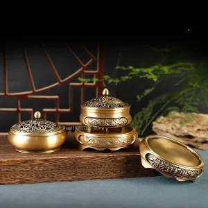 Retro Alloy Three-legged Incense Burner Base Set Incense Art Decorative Indoor/tea Room/soothing Purifying Aromatherapy Stove
