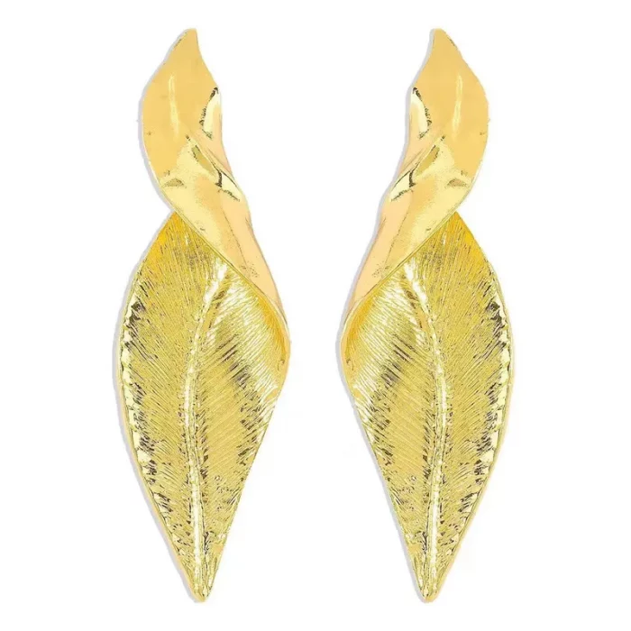 Fashion metal cold style exaggerated leaf earrings niche design unique earrings for women - Image 6