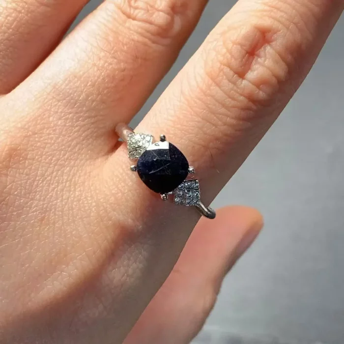 Vintage Natural sapphire Ring For Women Copper Simple Fine Jewelry Stone Gemstone Classic Style - Image 6