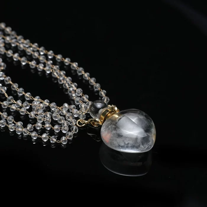 Heart Shape Natural Clear Quartz Perfume Bottle Pendant Necklace Women Essential Oil Diffuser Charms for Jewerly Party Gift - Image 7