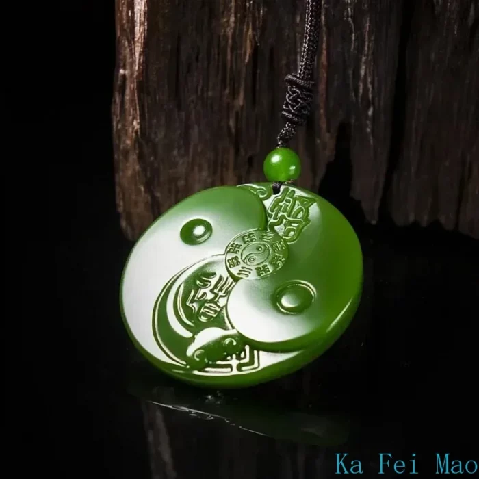 Real Natural Green Jade Taiji Bagua Pendant Necklace Carved Charm Jadeite Jewelry Fashion Amulet Gifts for Men Women Gemstone - Image 7