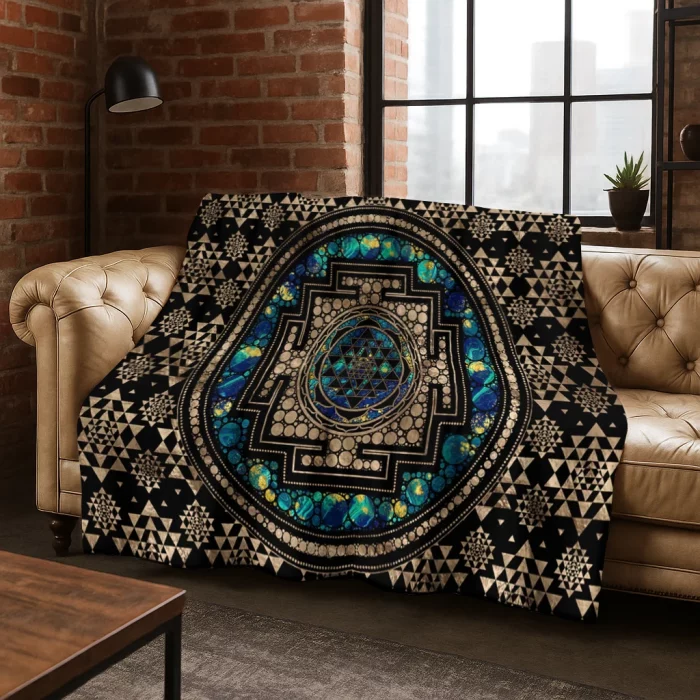 Bohemian Mandala Geometric Flower Flannel Blanket Soft Warm Blanket for Bedroom Room Living Room Bed Travel Camping Picnic Gift - Image 4