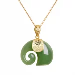 Vintage White Hetian Jade Elephant Pendant 18K Gold Plated Chain Necklace Stainless Steel Sapphire Choker Jewelry for Women - Image 3